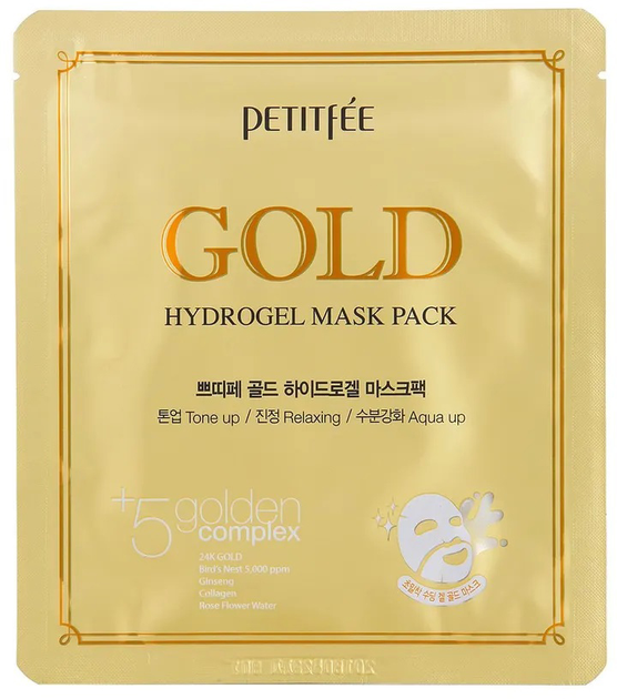 Маска для обличчя Petitfee Gold Hydrogel Mask Pack +5 Golden Complex 32 г (8809239803572) - зображення 1