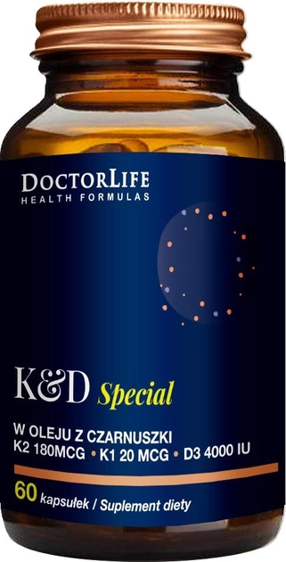Харчова добавка Doctor Life K & D Special в олії чорного кмину 60 капсул (5906874819128) - зображення 1