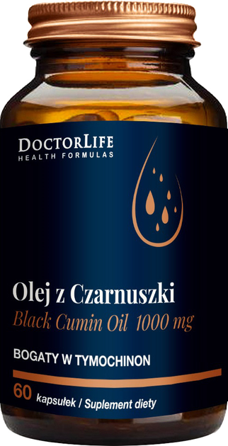 Харчова добавка Doctor Life Black Cumin Oil олія чорного кмину 1000 мг 60 капсул (5903317644033) - зображення 1