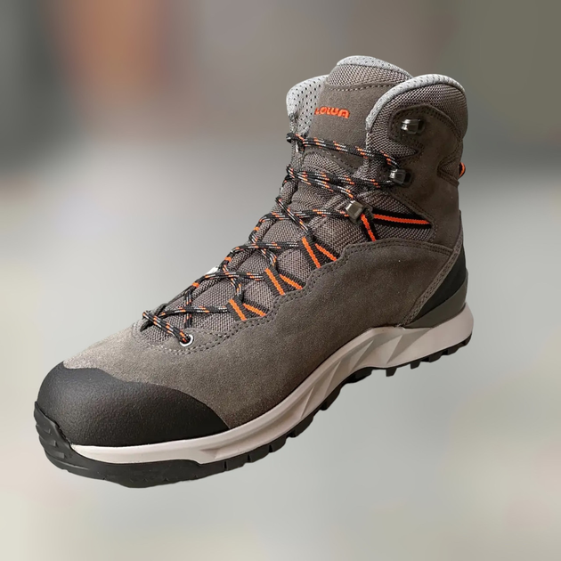 Ботинки мужские трекинговые Lowa Explorer Gtx Mid 42,5 р, Grey/ flame (серый/оранжевый), туристические ботинки - изображение 1