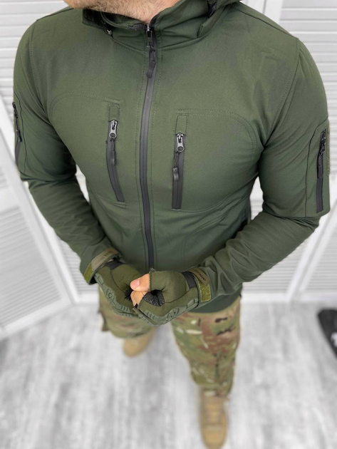 Куртка L тактическая ML-517 Оливковая, демисезонная флисовая для военных софтшелл з капюшоном - изображение 1