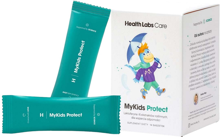 Дієтична добавка Health Labs Care MyKids Protect лактоферин та 6 рослинних екстрактів 14 пакетиків (5904474812839) - зображення 1