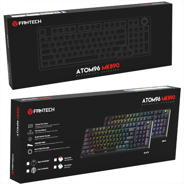 Игровая клавиатура Fantech MK890 ATOM96 USB (Blue Switch) (Black / Grey) Epik (184024) - изображение 6