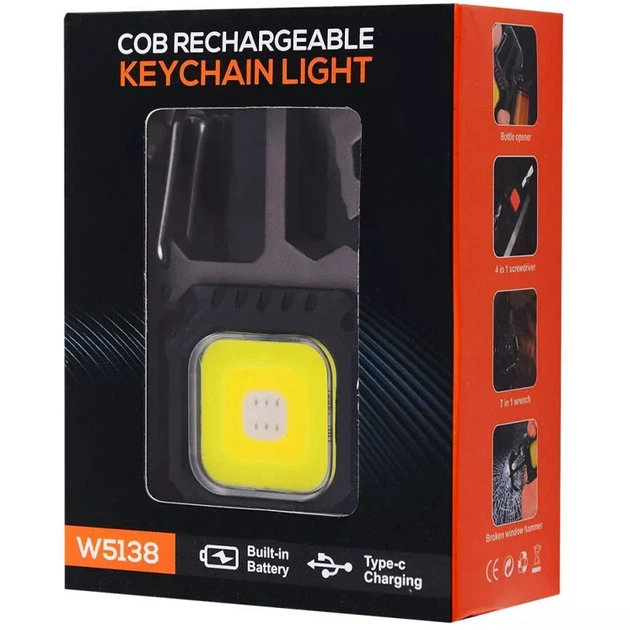 Аккумуляторный LED фонарик W5138 + Type-C (7 режимов, карабин, отвертки) Черный - изображение 5