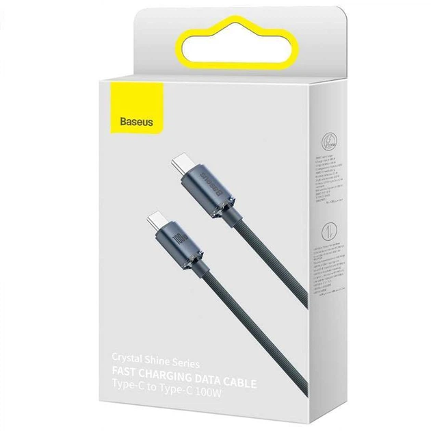 Дата кабель Baseus Crystal Shine Series Type-C to Type-C 100W (1.2m) (CAJY00060) (Black) (160226) - изображение 4