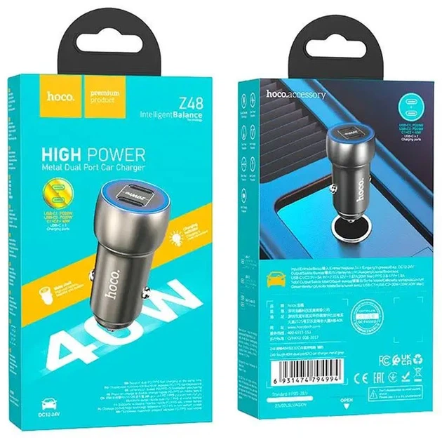 АЗУ Hoco Z48 Tough 40W (2Type-C) Metal gray - Фото 5 АЗУ Hoco Z48 Tough 40W (2Type-C) Metal gray - изображение 5