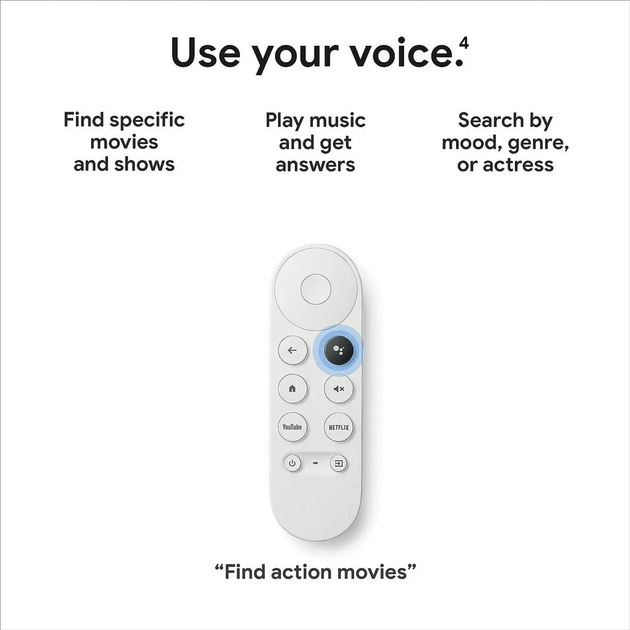 Медиаплеер Chromecast с Google TV (4K) Snow – фото, отзывы