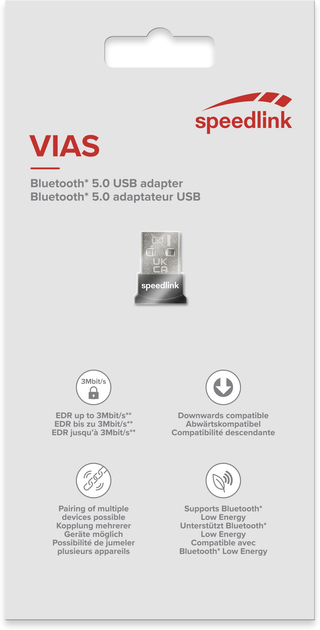 Adapter Speedlink VIAS Nano USB Bluetooth 5.0 Black (SL-167411-BK) - obraz 3