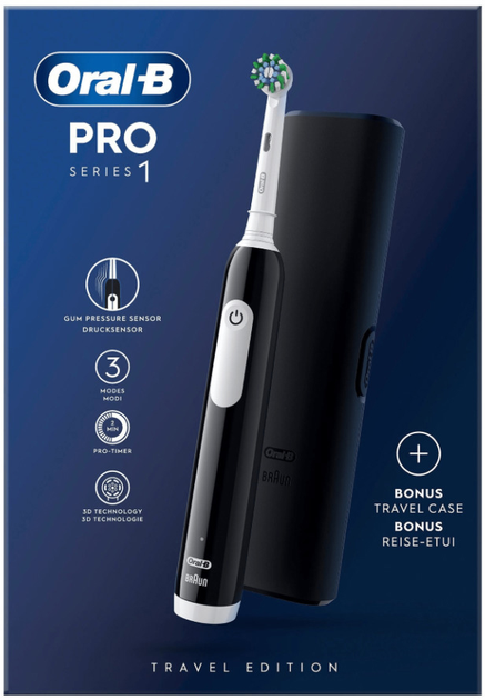 Szczoteczka elektryczna Oral-B Pro1 Black + TC (8001090914170) - obraz 3