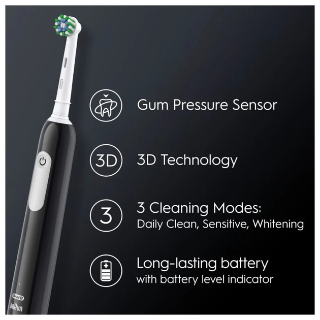 Szczoteczka elektryczna Oral-B Pro1 Black + TC (8001090914170) - obraz 4