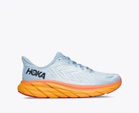 Женские кроссовки HOKA ONE ONE CLIFTON 8 1119394 SSIF 39,5 (EU 39 1/3, USA 7,5B, 24,5 см) голубые с оранжевым - изображение 7