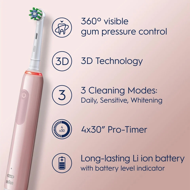 Набір електричних зубна щітка Oral-B Pro3 3900N Black CA + Pink CA (8006540760277) - зображення 4
