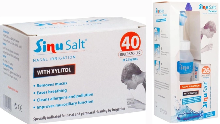 Акция Набор от простуды SinuSalt Бутылка для промывания носа и пакеты №26 + Соль для промывания носа в пакетах №40 (8470001859693а) - изображение 1