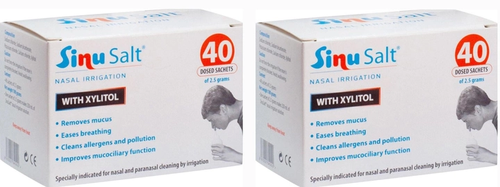Акція Соль для промивання носа SinuSalt Сіль у пакетах №40 + Сіль у пакетах №40 (8470001640420а) - зображення 1