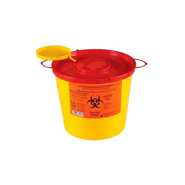Контейнер для утилизации медицинских отходов 5 л с крышкой Желтый Moslab - изображение 1