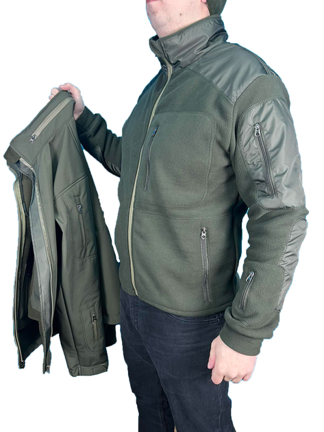 Куртка Soft Shell із фліс кофтою Олива Pancer Protection 48 - зображення 2