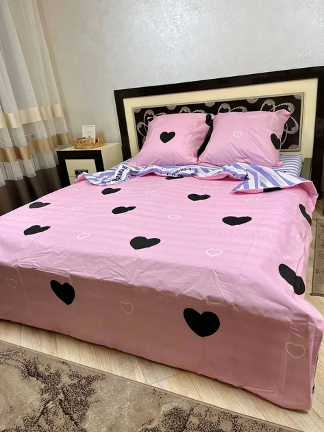 Комплект постельного белья Soft двуспальный 180х220 см сердечка Happy Valentine's розовый - Фото 4 Комплект постельного белья Soft двуспальный 180х220 см сердечка Happy Valentine's розовый - изображение 4