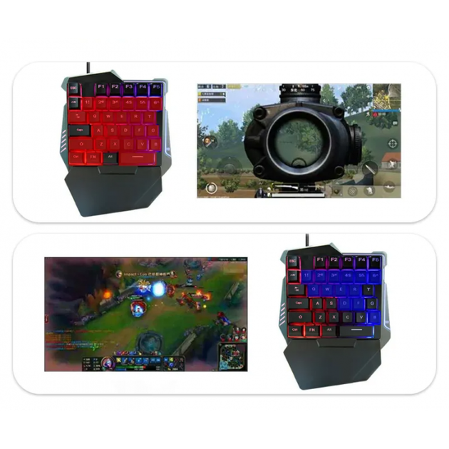 Комплект игровой 2в1 одноручная клавиатура и мышь с подсветкой RGB 198I G506 - Фото 6 Комплект игровой 2в1 одноручная клавиатура и мышь с подсветкой RGB 198I G506 - изображение 6