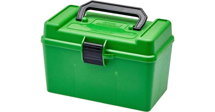 Коробка MTM H50-RL на 50 патронов кал. 30-06 и 8x57 JRS. Цвет – зеленый. - изображение 1