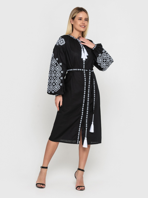 Плаття-вишиванка жіноче з візерунком NARODNYY BUTIK Ясні Зорі 1542.1 46 Чорне (NB2000000246772) - зображення 1