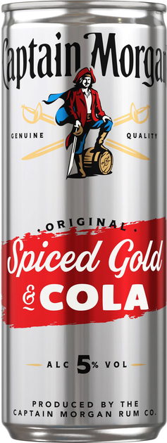Упаковка алкогольного напитка Captain Morgan Spiced Gold Rum-Cola 5% 0.25 л х 12 шт (0500028103846) - изображение 2