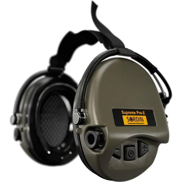 Активні захисні навушники Sordin Supreme Pro-X Neckband Olive із заднім тримачем під шолом - зображення 1