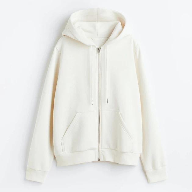 Толстовка на молнии утепленная с капюшоном женская H&M 060984902_white L Белая (6666000289681) - Фото 4 Толстовка на молнии утепленная с капюшоном женская H&M 060984902_white L Белая (6666000289681) - изображение 4