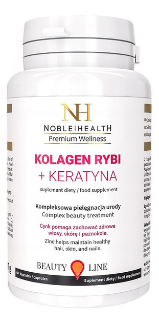 Suplement diety Noble Health Kolagen rybi + keratyna 60 kapsułek (5903068651342) - obraz 1