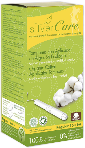 Tampony Masmi Silver Care Regular z aplikatorem z bawełny organicznej 16 szt (8432984000301) - obraz 1