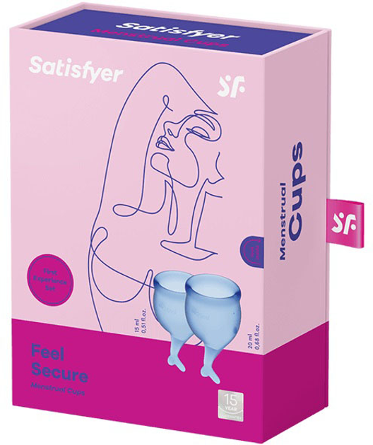 Zestaw kubeczków menstruacyjnych Satisfyer Feel Secure Menstrual Cup 15 ml + 20 ml Dark Blue (4061504002262) - obraz 1