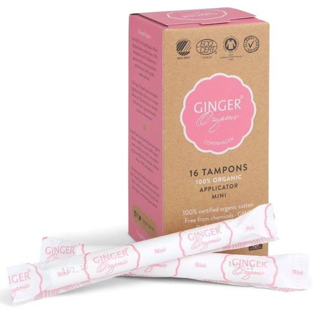 Tampony Ginger Organic Tampons organiczne Mini z aplikatorem 16 szt (5713334000046) - obraz 1