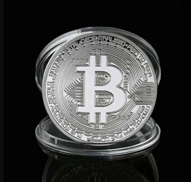 Сувенирная монета Bitcoin BTC Биткойн, в пластиковой коробочке, Silver - Фото 2 Сувенирная монета Bitcoin BTC Биткойн, в пластиковой коробочке, Silver - изображение 2