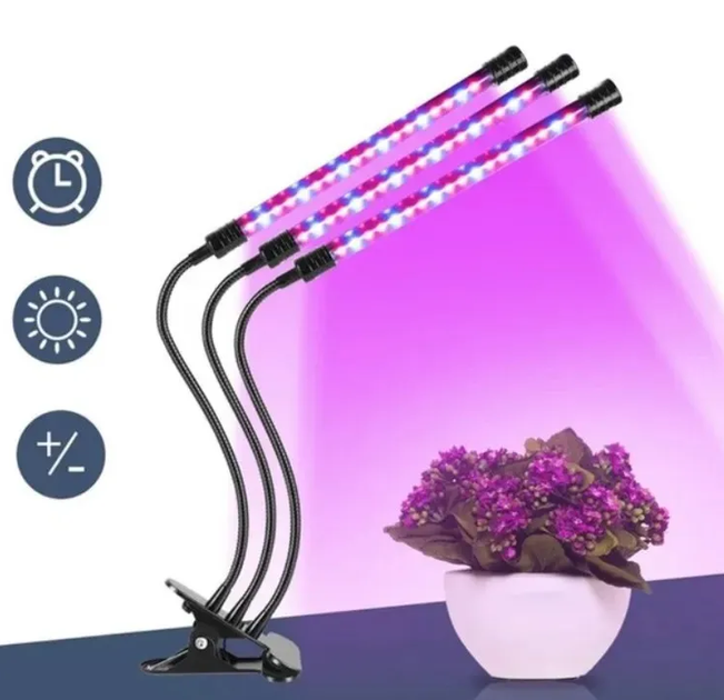 Фітолампа Led Plant Grow Leight USB Потрійна (Чорний) - зображення 3