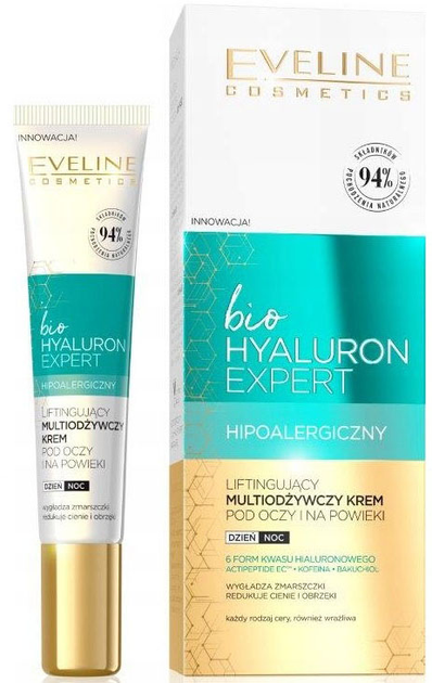 Krem pod oczy i na powieki Eveline Bio Hyaluron Expert liftingujący multiodżywczy 20 ml (5903416007104) - obraz 1