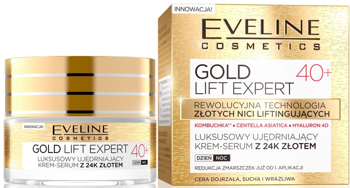 Крем-сироватка для обличчя Eveline Gold Lift Expert 40+ люкс укріплюючий 24 золото день/ніч 50 мл (5901761941937) - зображення 1