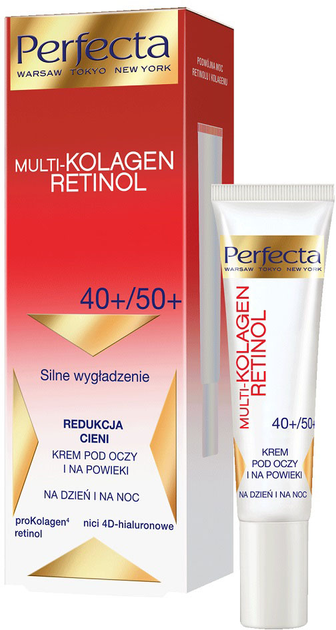 Krem pod oczy i na powieki Perfecta Multikolagen Retinol Redukcja cieni 40+/50+ 15 ml (5900525050823) - obraz 1
