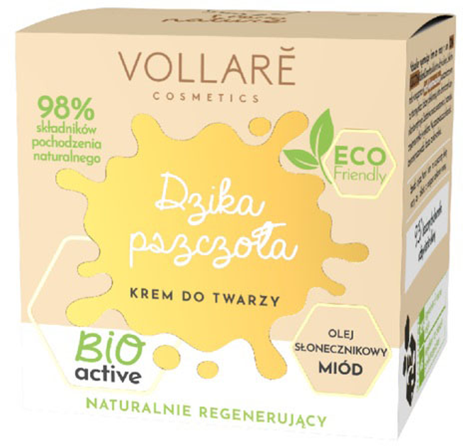 Krem do twarzy nawilżający Vollare Cosmetics Dzika Pszczoła naturalnie regenerujący Miód i Olej Słonecznikowy 50 ml (5902026647649) - obraz 1