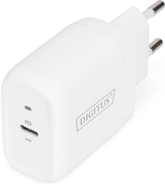 Мережевий зарядний пристрій Digitus USB-C 20Вт PD3.0 Білий (DA-10196) - зображення 1