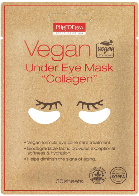 Płatki pod oczy Purederm Vegan Under Eye Mask wegańskie z kolagenem 30 szt (8809541199523) - obraz 1