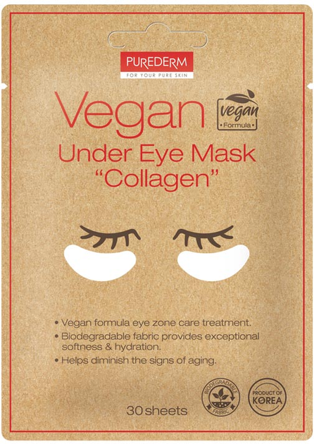 Патчі під очі Purederm Vegan Under Eye Mask веганські з колагеном 30 шт (8809541199523) - зображення 1