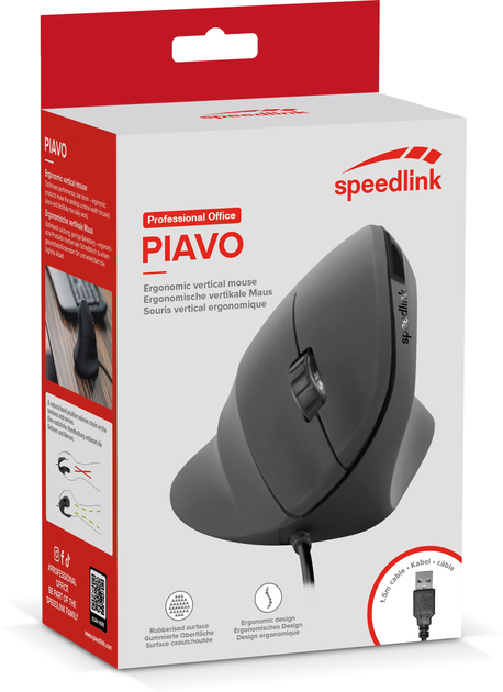 Миша Speedlink Piavo Ergonomic Vertical Corded USB Black (SL-610019-RRBK) - зображення 7