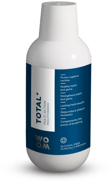 Płyn do płukania jamy ustnej Woom Total+ Multi-Action Mouthwash chroniący przed próchnicą 500 ml (4751033920044) - obraz 1