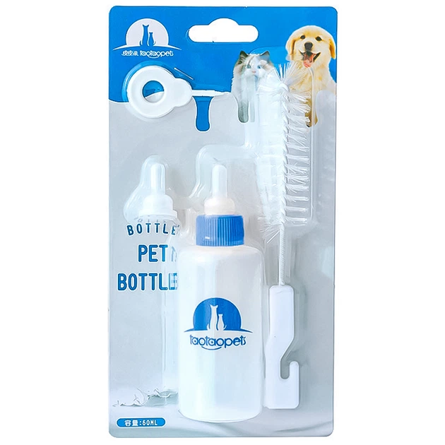 Бутылка для кормления молоком котят и щенков Taotaopets 111108 Blue с соской щетки для мытья - Фото 1 Бутылка для кормления молоком котят и щенков Taotaopets 111108 Blue с соской щетки для мытья - изображение 1