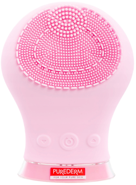 Звукова щітка для обличчя Purederm для всіх типів шкіри силіконова Рожева (6954343393449) - зображення 1
