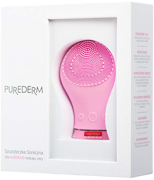 Звукова щітка для обличчя Purederm для всіх типів шкіри силіконова Рожева (6954343393449) - зображення 3