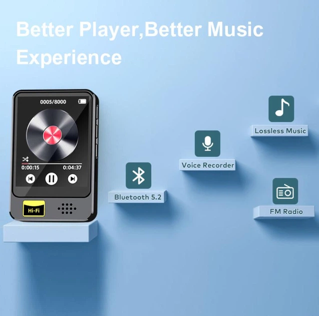 MP3 плеєр Rock Star M16 1.8" Bluetooth 5.2 Hi-Fi 32Gb із зовнішнім динаміком металевий - Фото 3 MP3 плеєр Rock Star M16 1.8" Bluetooth 5.2 Hi-Fi 32Gb із зовнішнім динаміком металевий - зображення 3