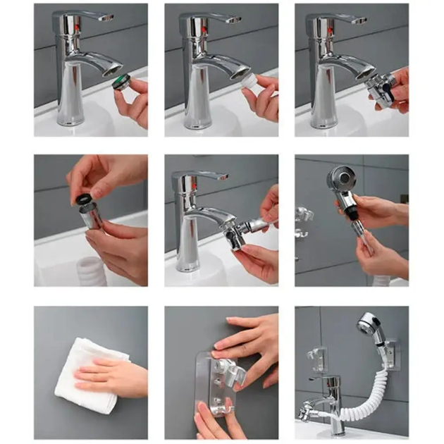 Душевая насадка на кран с гибким шлангом Mix Shower Mini душевой комплект с адаптером аэратором - изображение 10