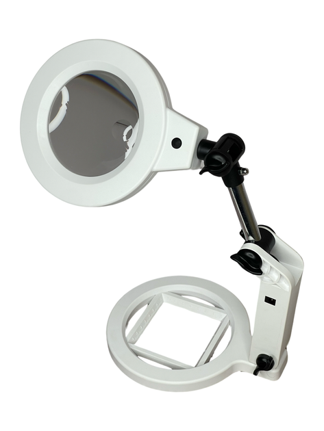 Лупа настольная складная Magnifier MG3B-108C, подсветка, 2X 108мм + 5X 22мм, DC-5V 1A - Фото 3 Лупа настольная складная Magnifier MG3B-108C, подсветка, 2X 108мм + 5X 22мм, DC-5V 1A - изображение 3