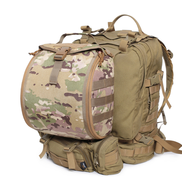 Рюкзак тактический на плитоноску для хранения, переноски балистического шлема, каски 1000D мультикам - изображение 1