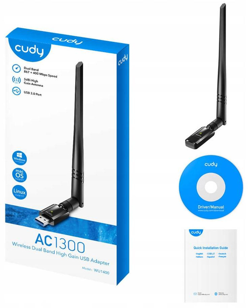 Adapter USB Cudy Wi-Fi AC1300 WU1400 (6971690791230) - obraz 6